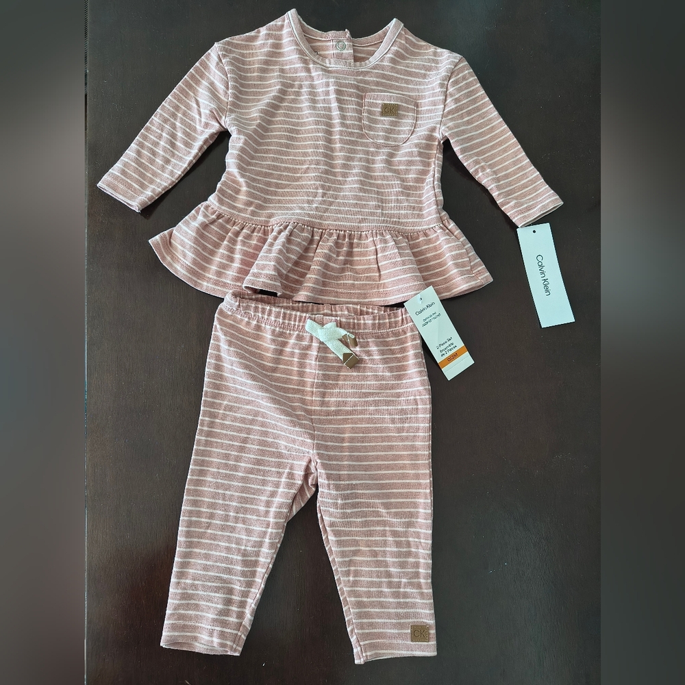 Calvin Klein Pink Striped Baby Outfit